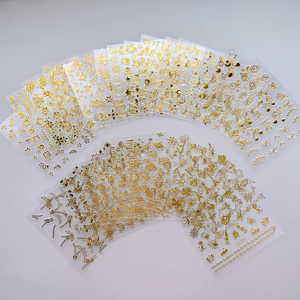 3D Colorful Flowers Cherry Blossoms Rose Daisy Nail Decals 20/30/60/90pcs