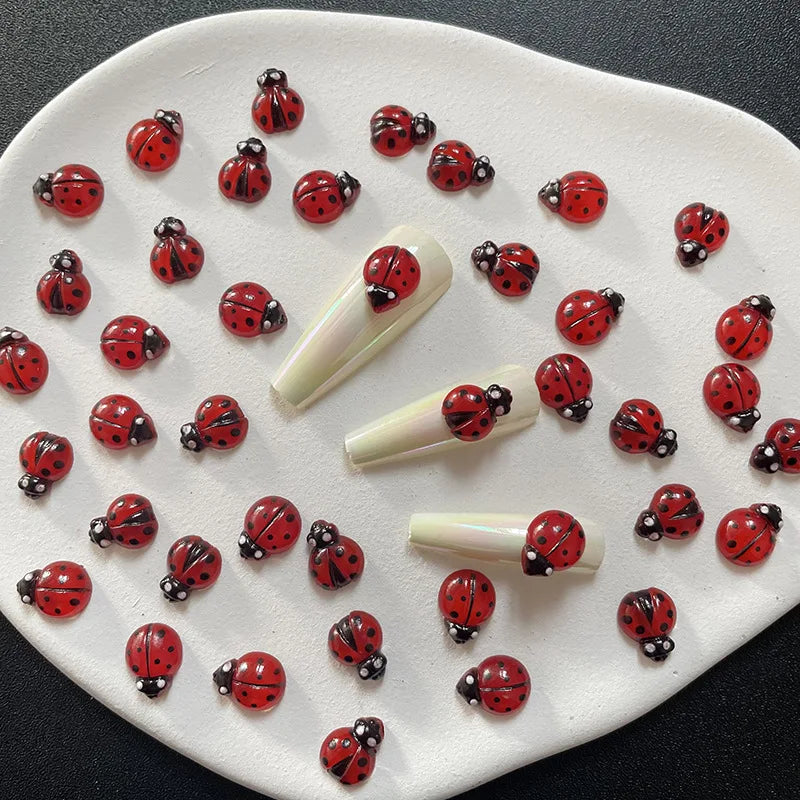50Pcs Insect Ladybug Nail Charms