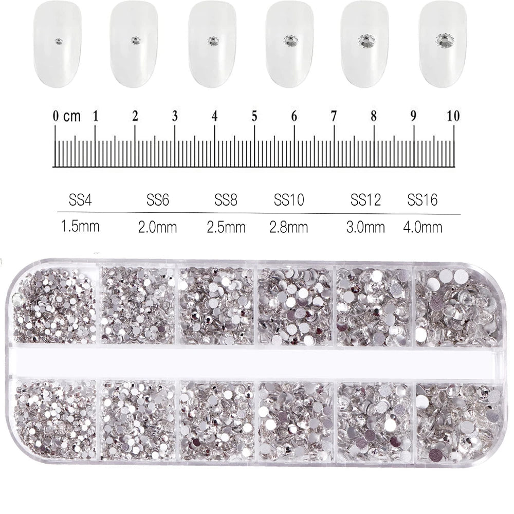 12Grid Mixed Nail Rhinestones Flat-back