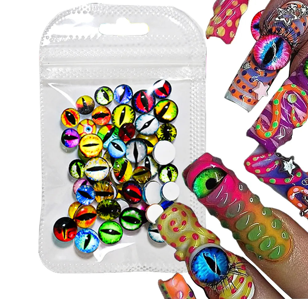 20/50Pcs 3D Crystal Animal Eye Beads Nail Charms 6/8/10mm