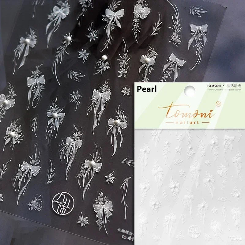 5D Butterfly Blooming Flowers Nail Art Stickers