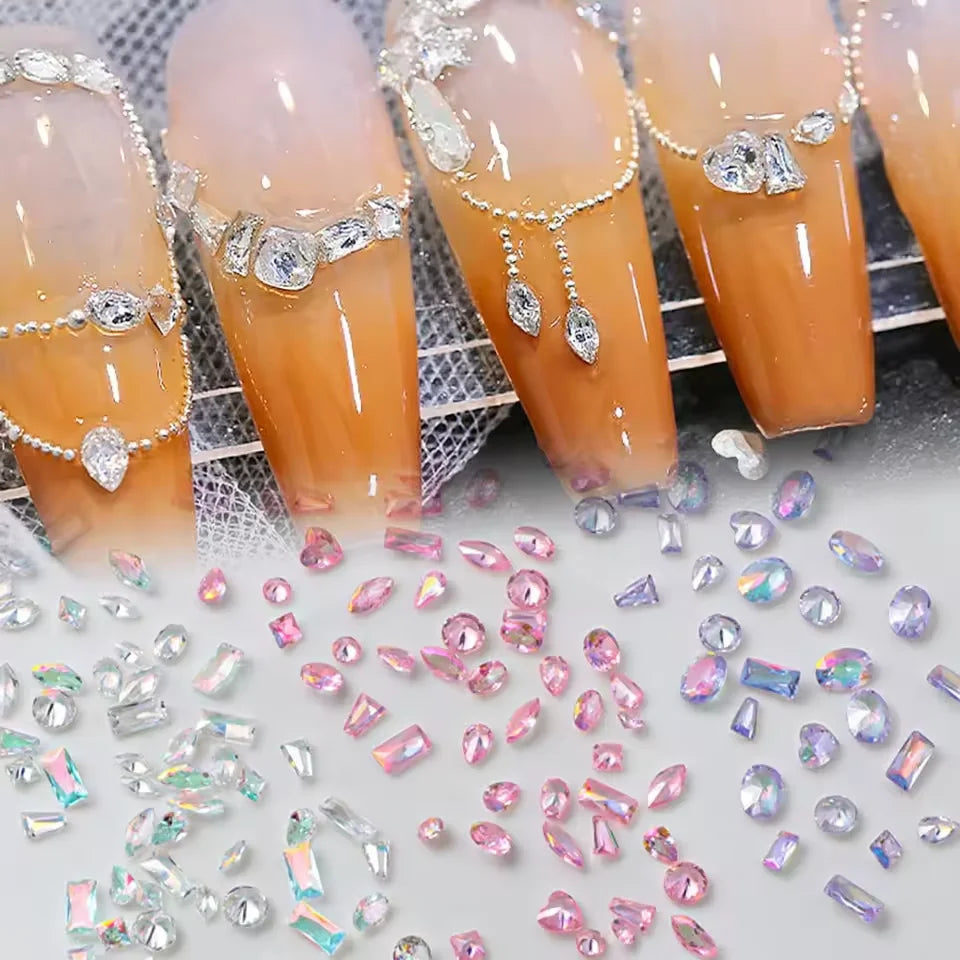 50pcs Dazzling Zircon Nail Art Rhinestone Mini 1-4mm Mixed-shape