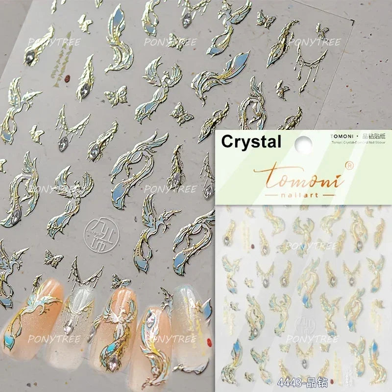 5D Butterfly Blooming Flowers Nail Art Stickers