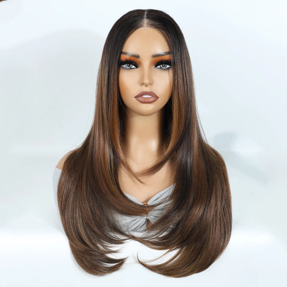 Synthetic Lace Front Layered Straight Wear and Go