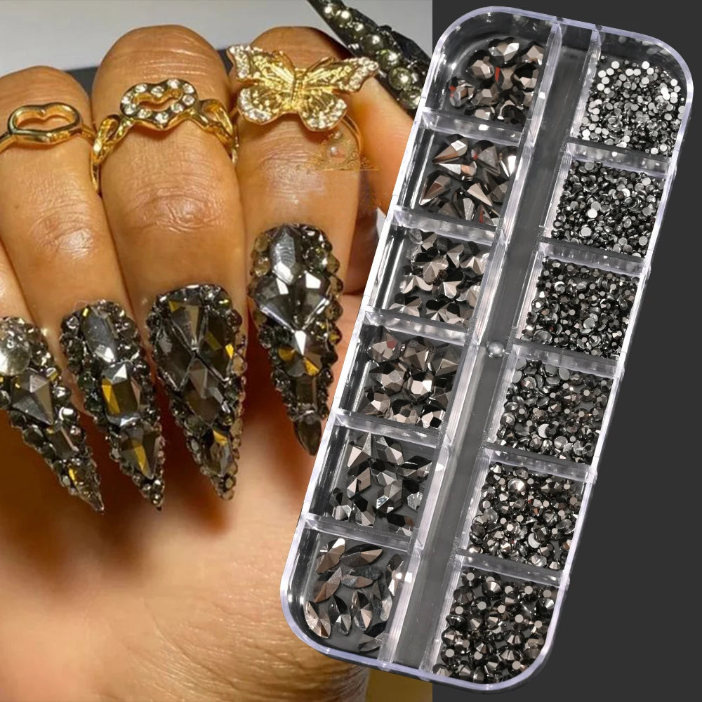 12Grid Mixed Nail Rhinestones Flat-back