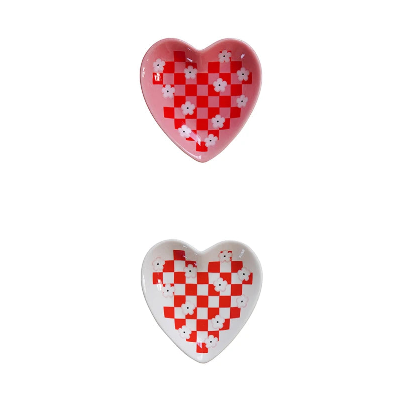 2Pcs Original Design Heart Ceramic Plate