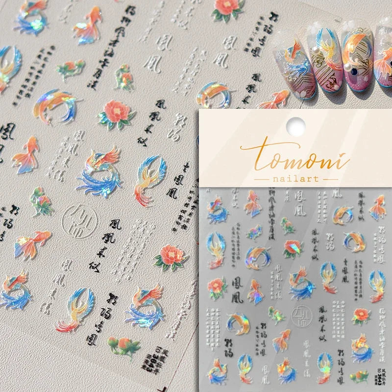 5D Butterfly Blooming Flowers Nail Art Stickers