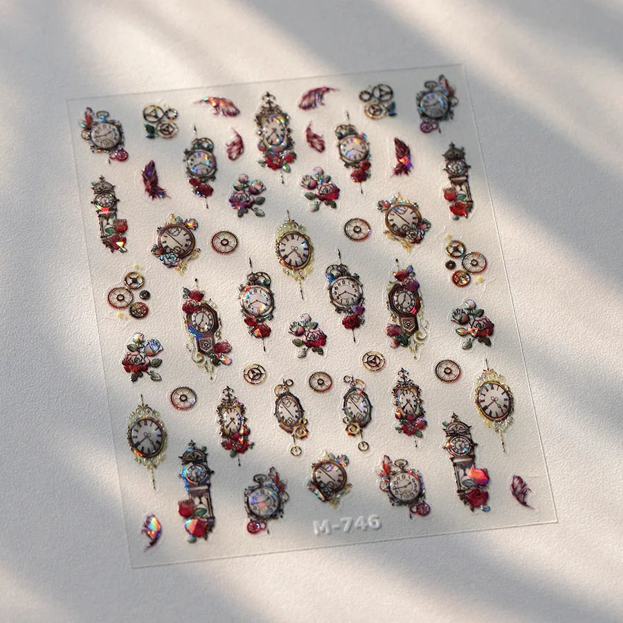 5D Butterfly Blooming Flowers Nail Art Stickers