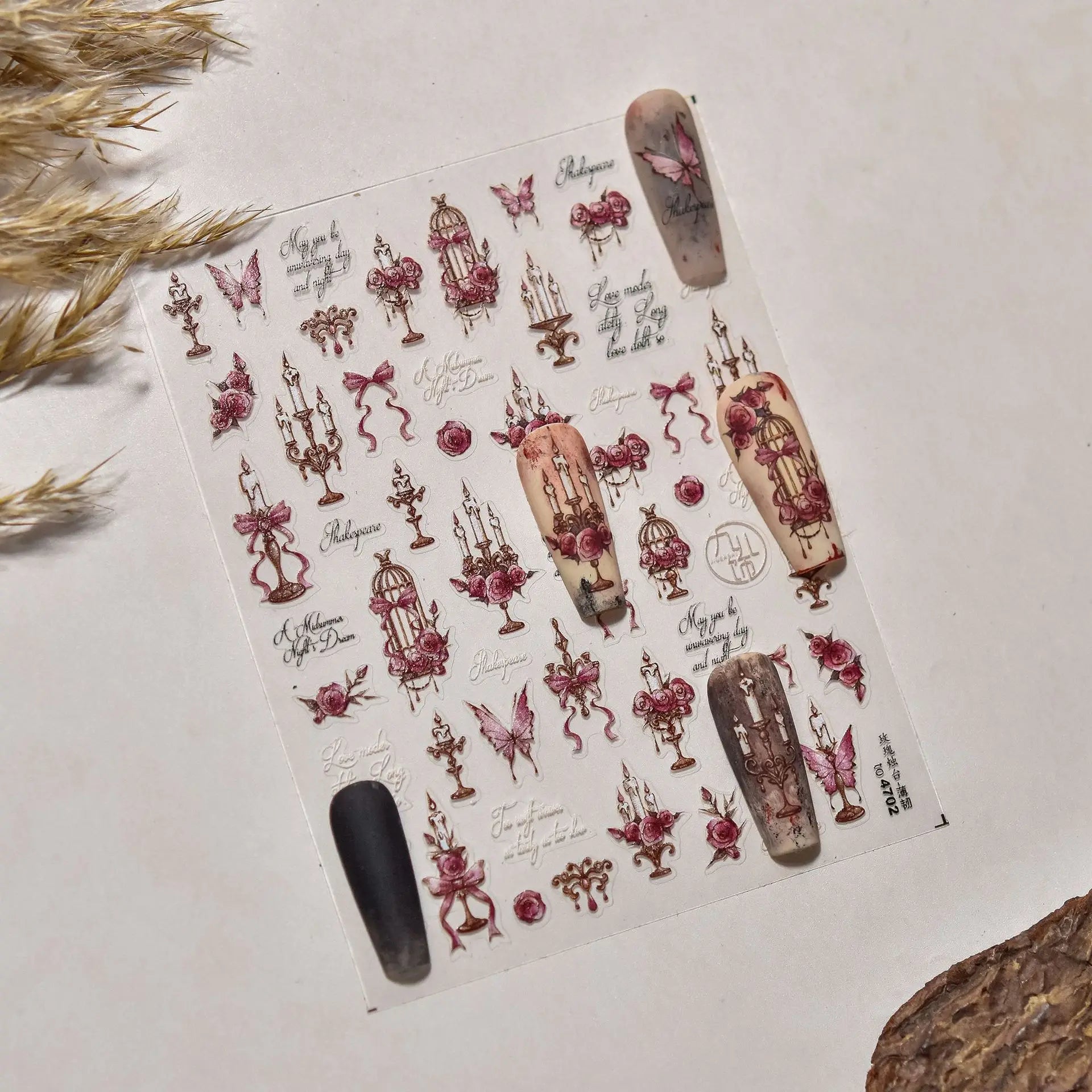 5D Butterfly Blooming Flowers Nail Art Stickers