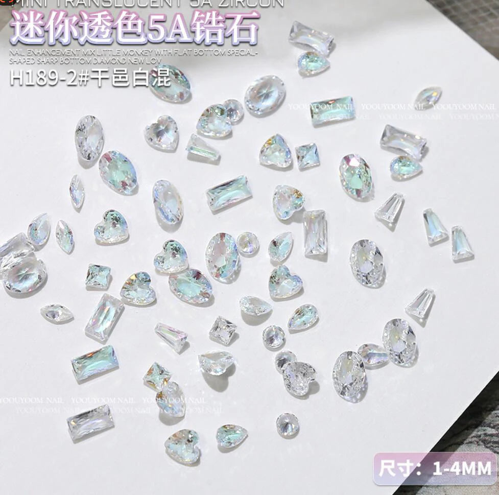 50pcs Dazzling Zircon Nail Art Rhinestone Mini 1-4mm Mixed-shape
