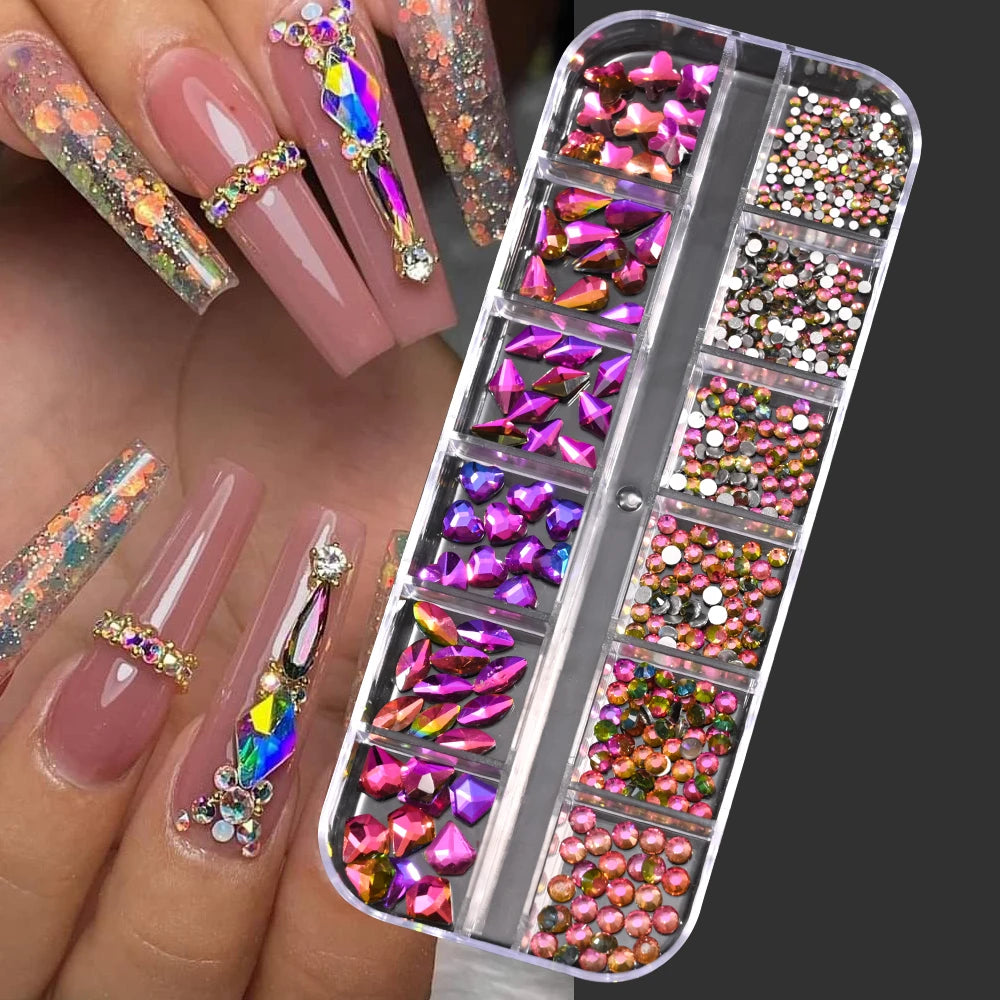 12Grid Mixed Nail Rhinestones Flat-back