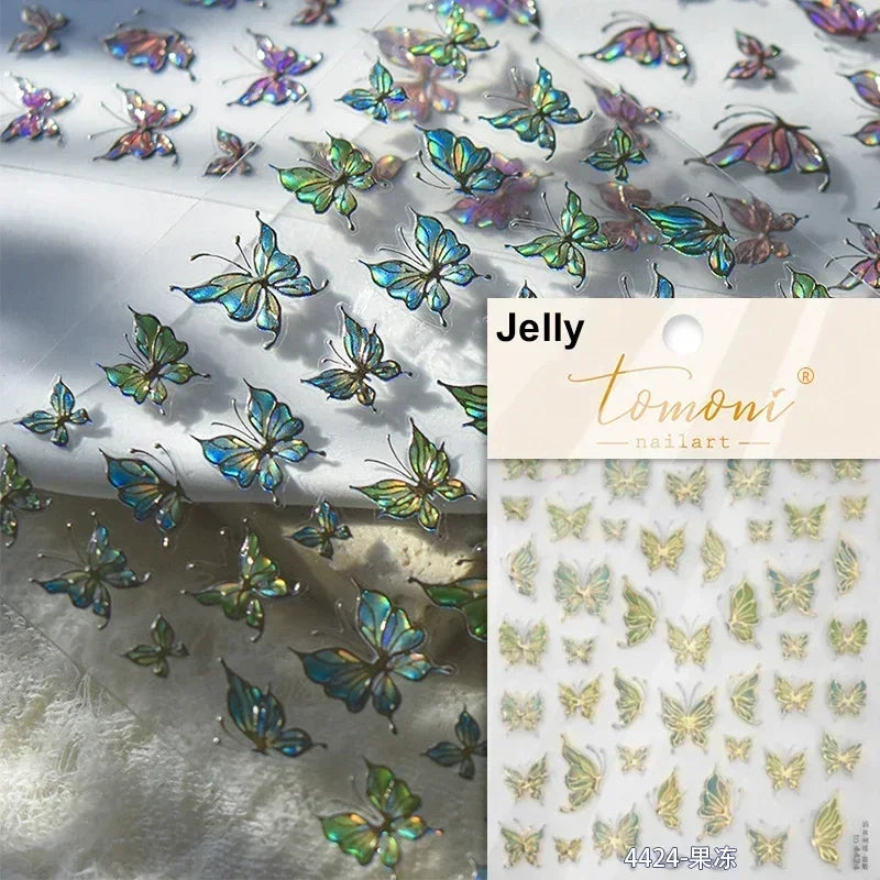 Jelly Butterfly Rhinestone Crystal 5D Nail Art Sticker