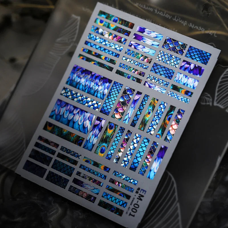 5D metallic gloss retro nail stickers