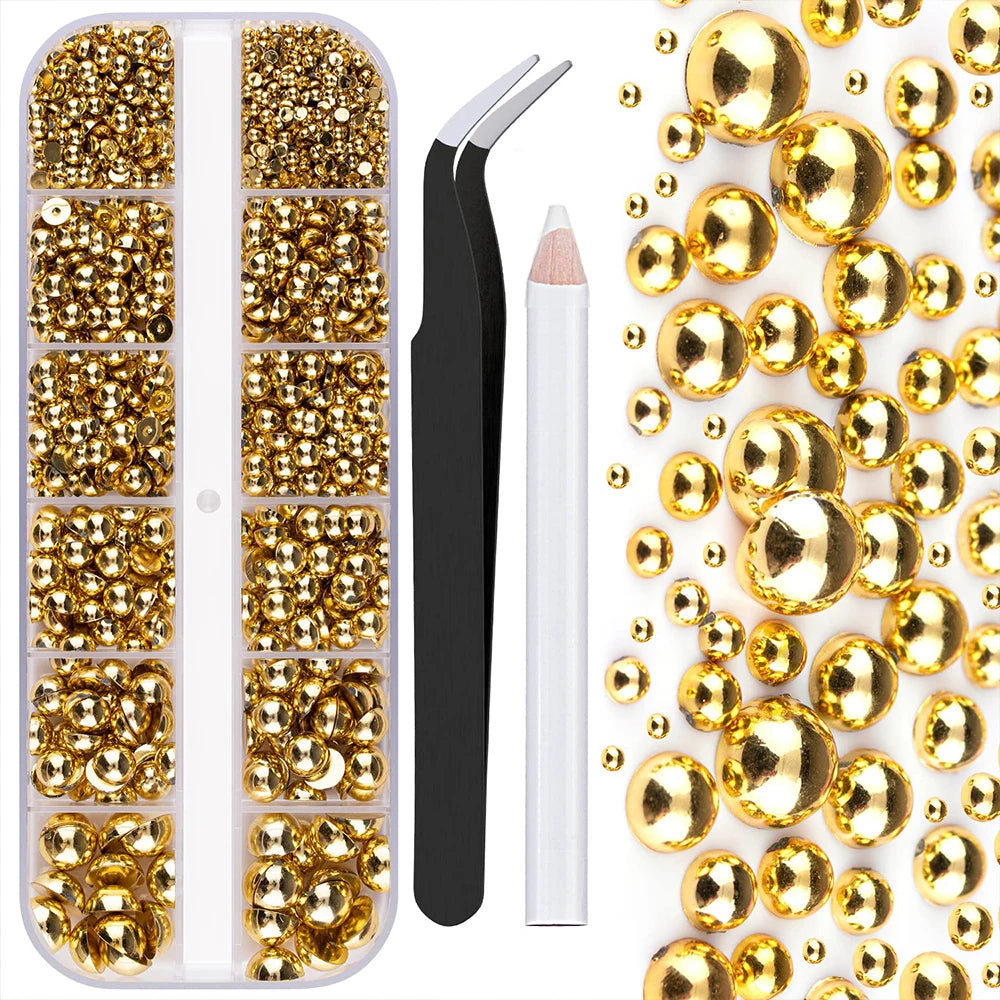 12Grids Christmas Nail Rhinestone Mixed Size