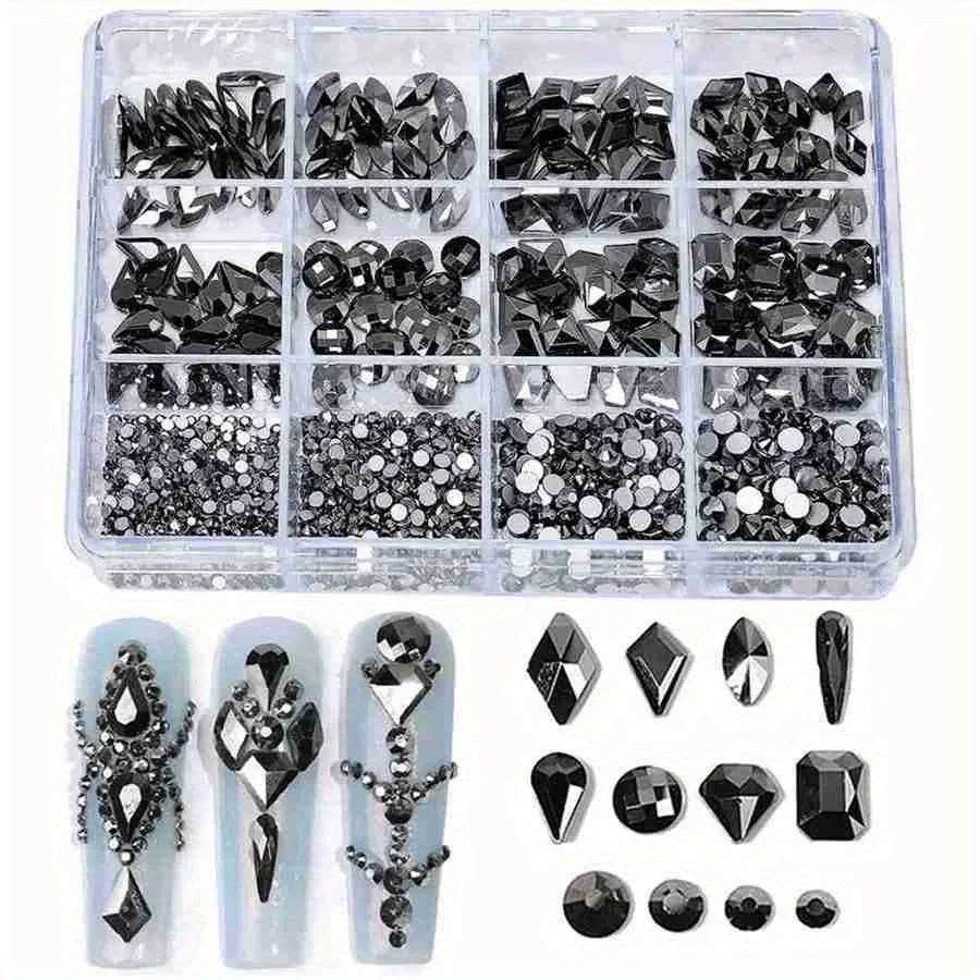 12 Grid/Box 3D Nail Art Alloy Gem Rhinestone