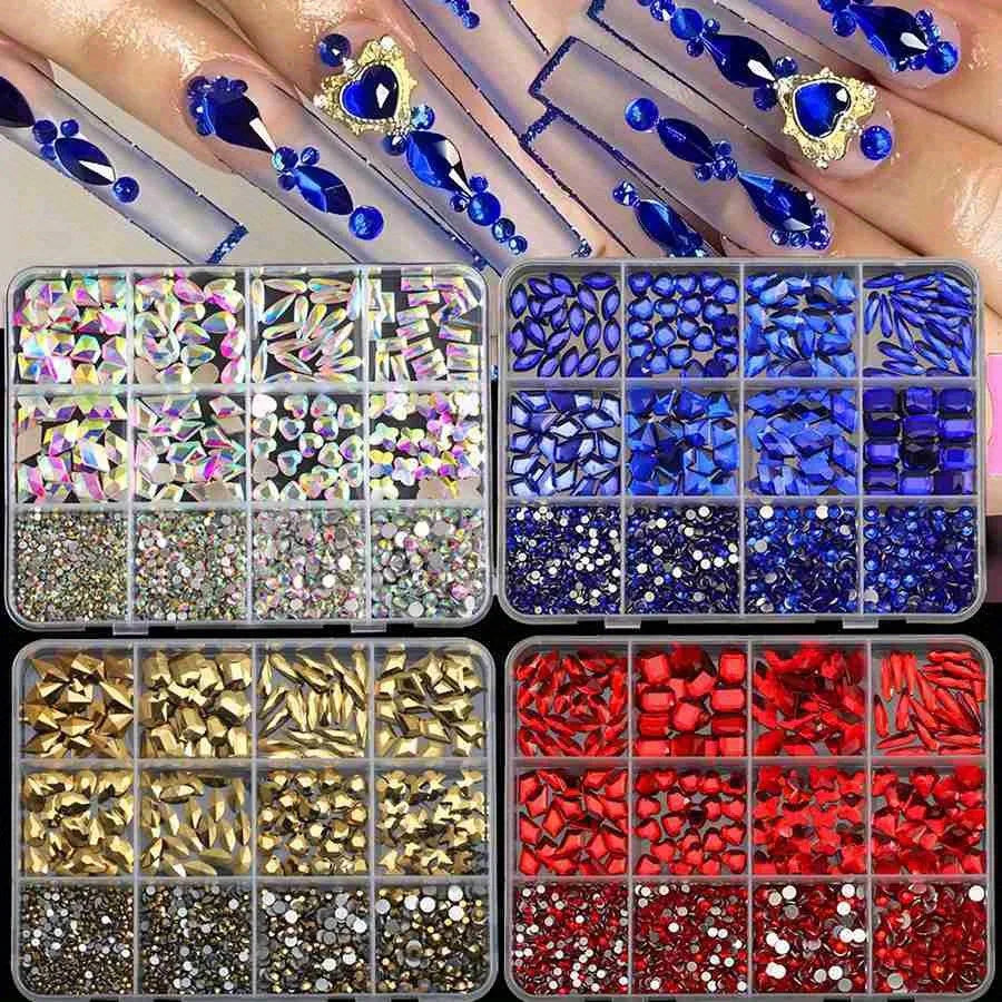 12 Grid/Box 3D Nail Art Alloy Gem Rhinestone