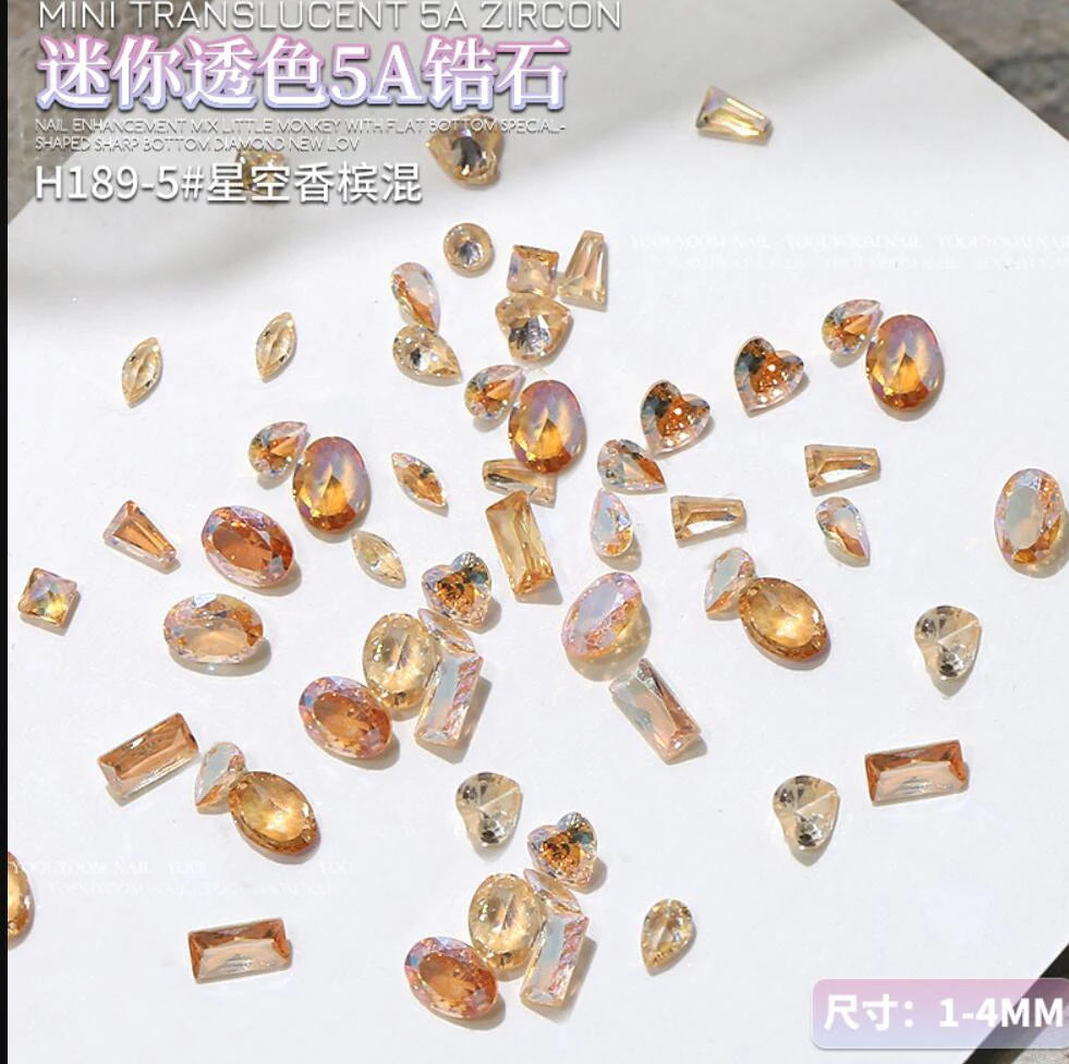 50pcs Dazzling Zircon Nail Art Rhinestone Mini 1-4mm Mixed-shape