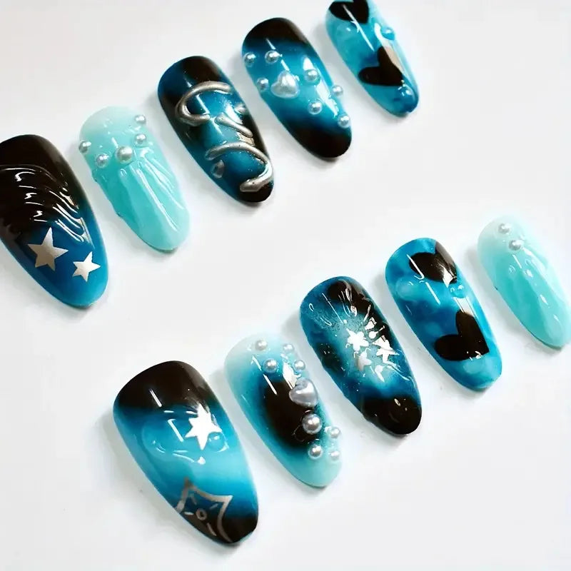 10pcs Handmade Press on Nails Shark Pattern