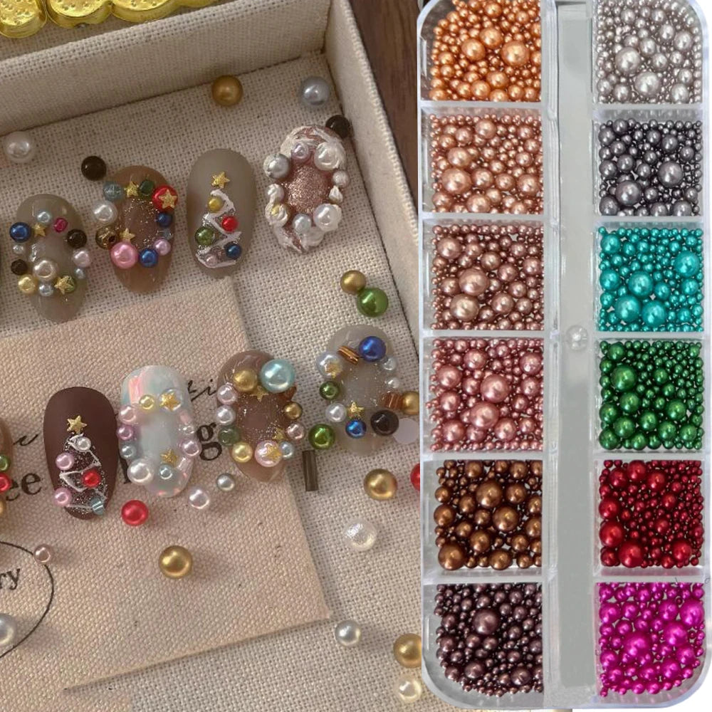 12Grids Christmas Nail Rhinestone Mixed Size