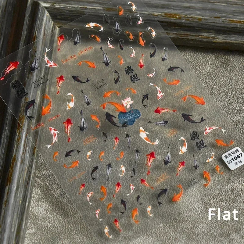 Goldfish Cavort Water 5D Nail Art Stickers Manicure Decal