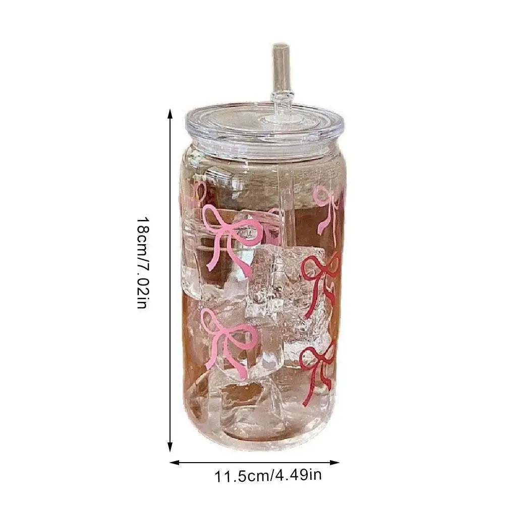 500ml Pink Bow Plastic Cups With Lids