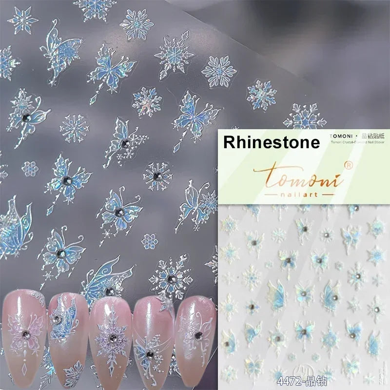 Jelly Butterfly Rhinestone Crystal 5D Nail Art Sticker