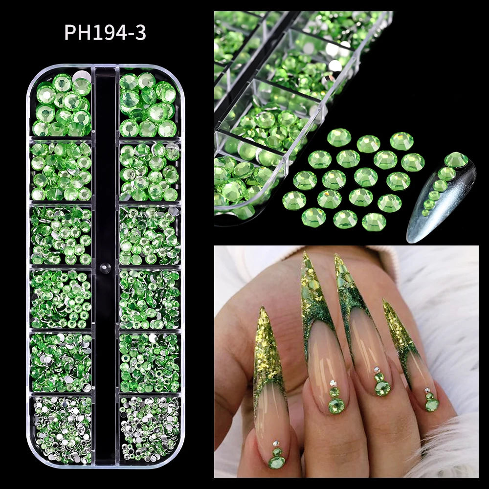 12Grid Mixed Nail Rhinestones Flat-back