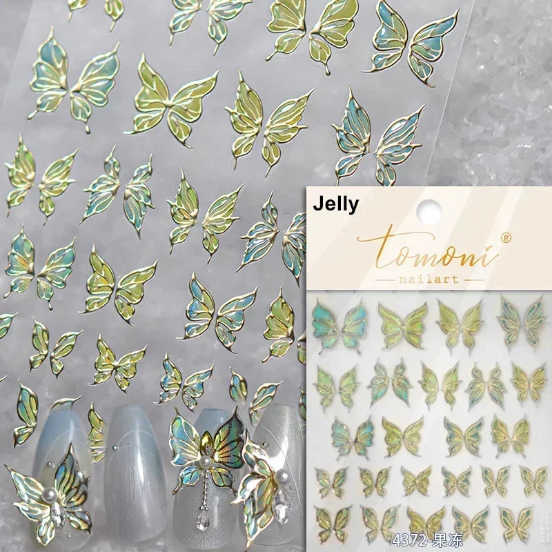 Jelly Butterfly Rhinestone Crystal 5D Nail Art Sticker