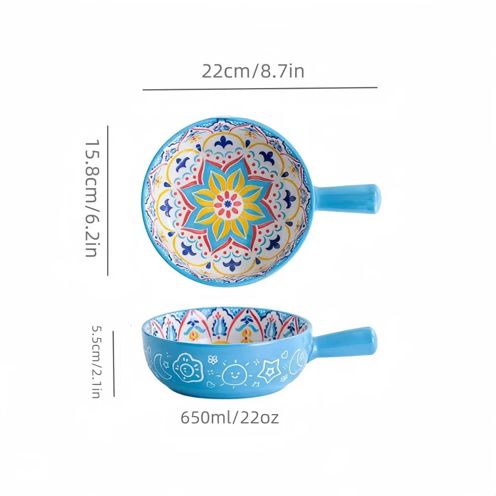 Bohemian Ceramic Hand-Painted Salad Bowl