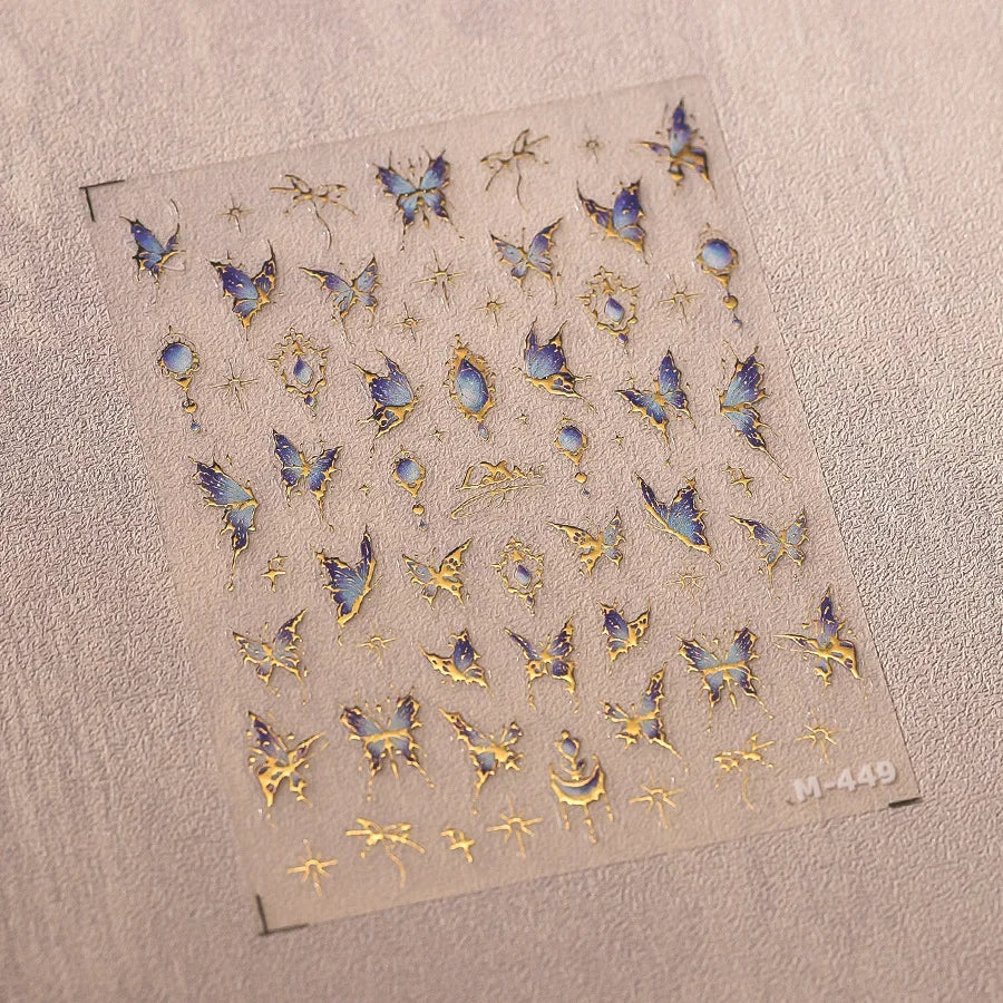 5D Butterfly Blooming Flowers Nail Art Stickers