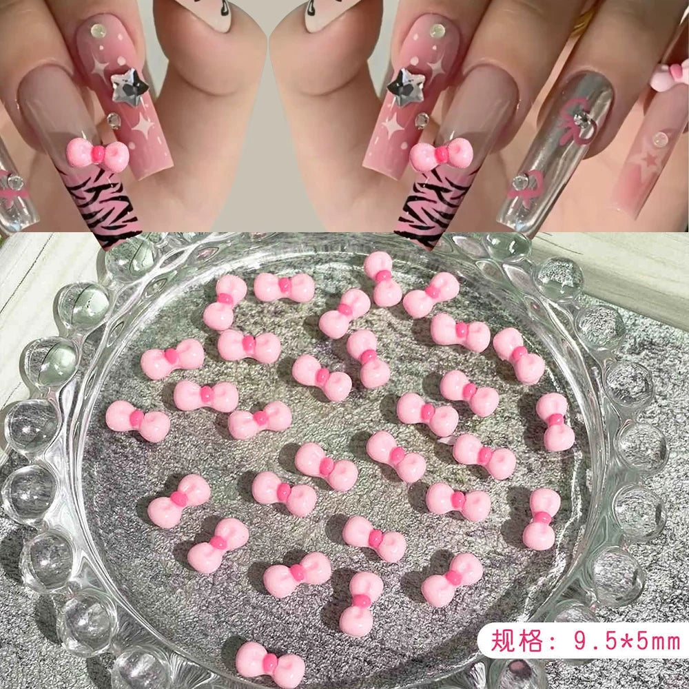 50pcs Leopard Print Bow Nail Charms