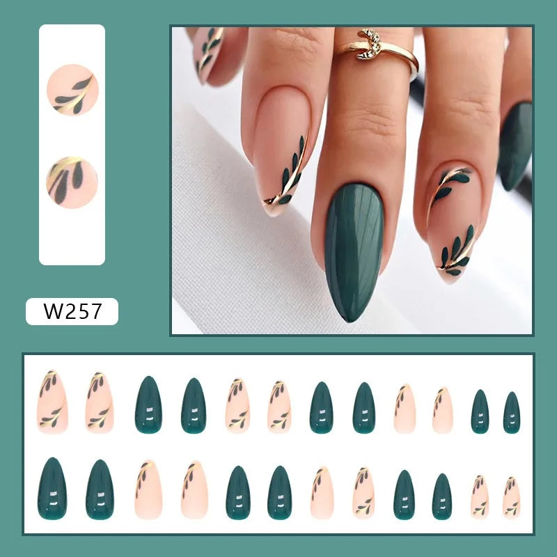 24P/Set Medium-length Almond Press on Nails