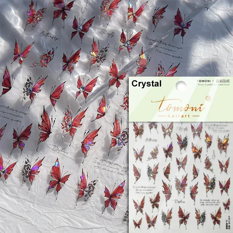 5D Butterfly Blooming Flowers Nail Art Stickers