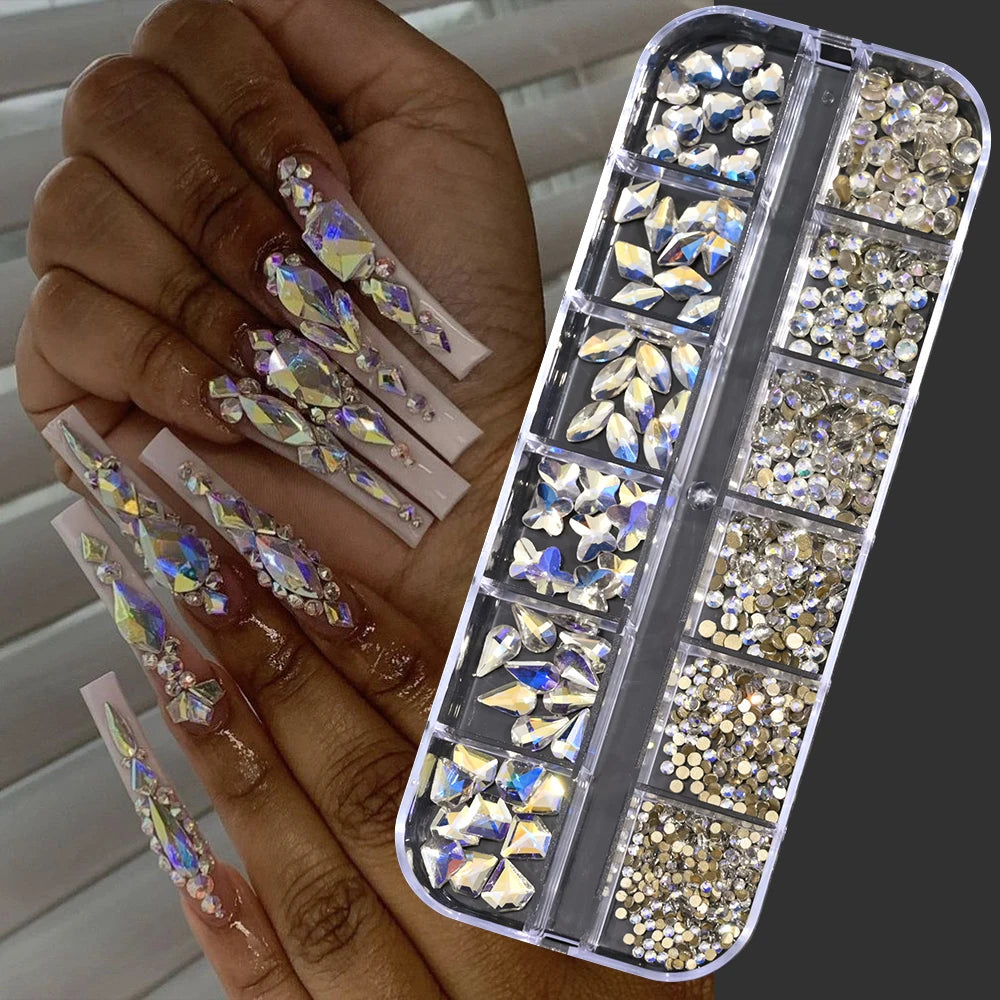 12Grid Mixed Nail Rhinestones Flat-back