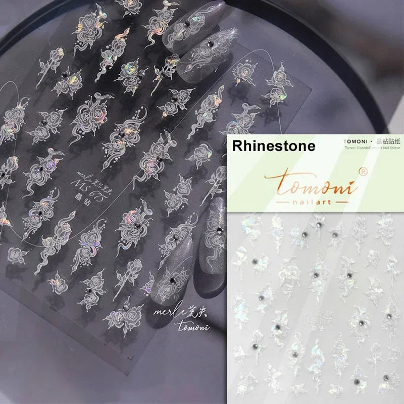 5D Butterfly Blooming Flowers Nail Art Stickers