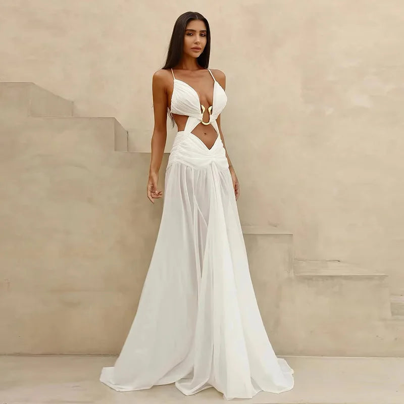 Hollowed Out Sleeveless Backless Evening Dress