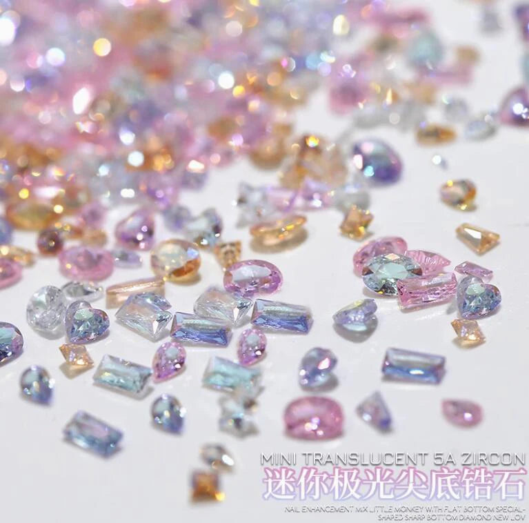 50pcs Dazzling Zircon Nail Art Rhinestone Mini 1-4mm Mixed-shape
