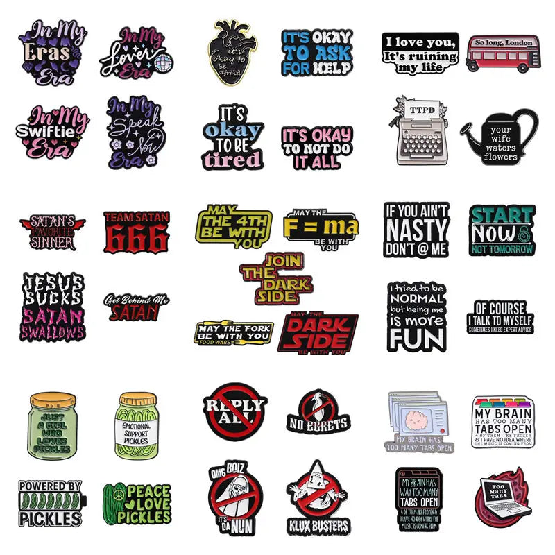 Funny Humorous Daily Proverbs Enamel Pins