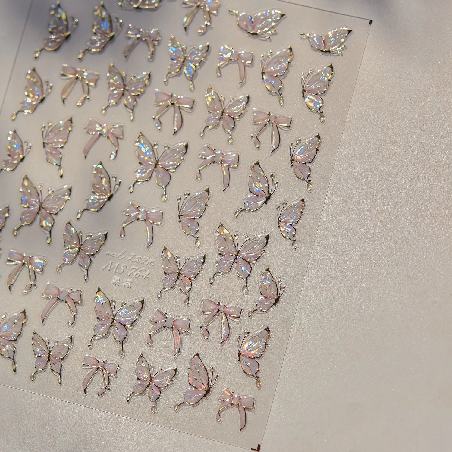 Jelly Butterfly Rhinestone Crystal 5D Nail Art Sticker