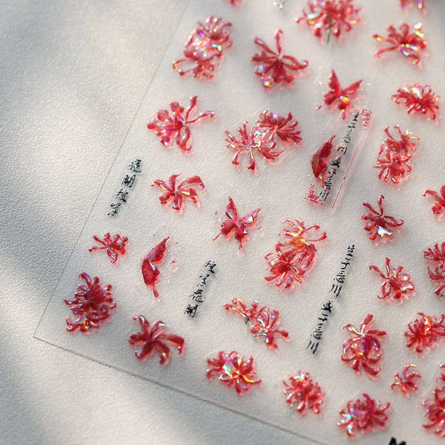 5D Butterfly Blooming Flowers Nail Art Stickers