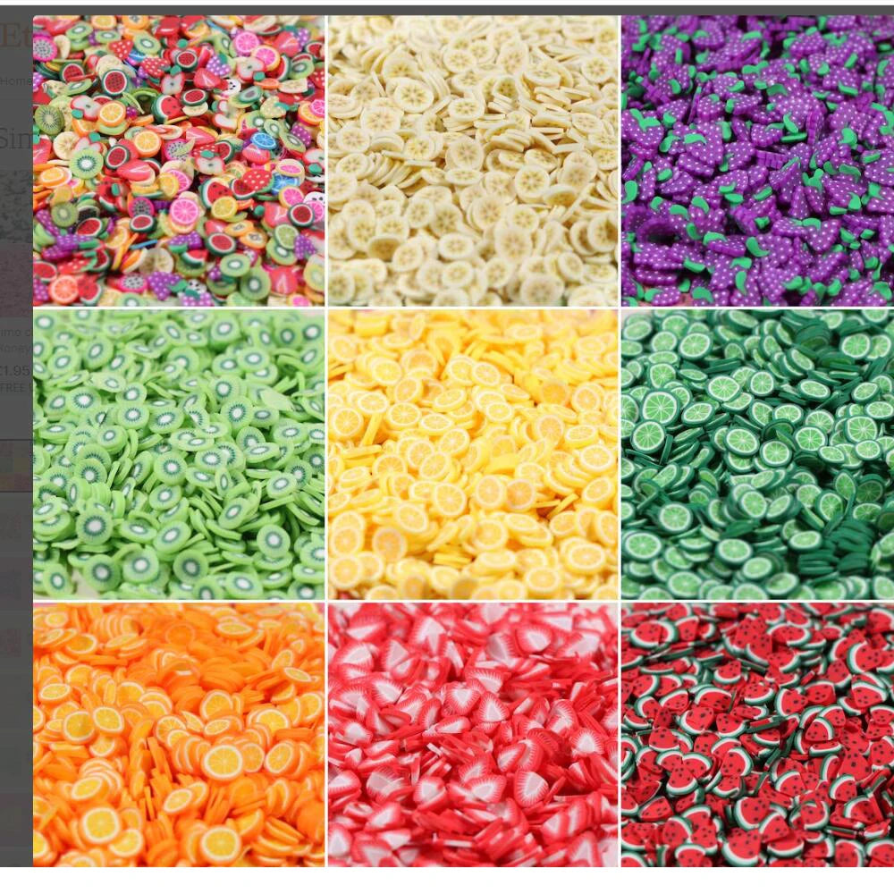 Nail Fruit Slices Polymer Clay 3D