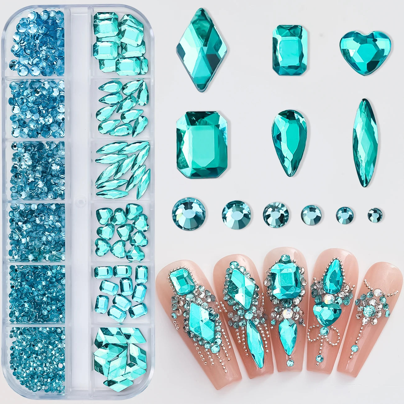12Grid Mixed Nail Rhinestones Flat-back