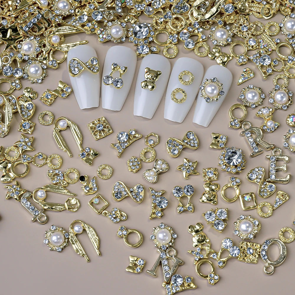 50Pcs 3D Mixed Random Luxury Nail Charms