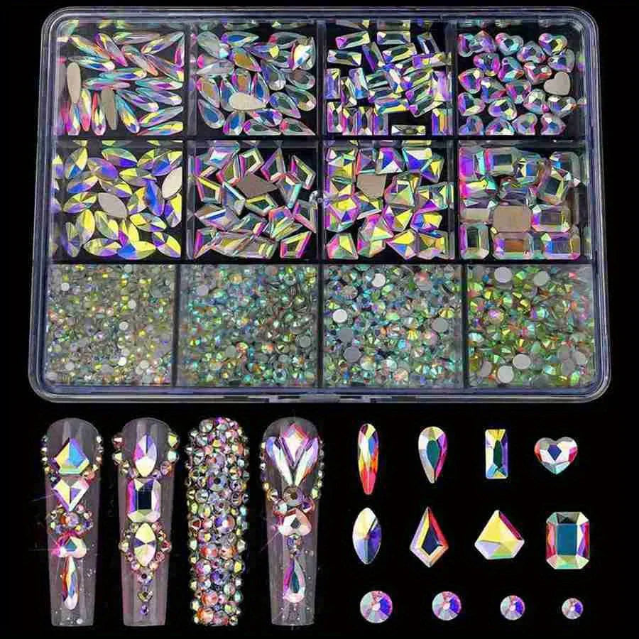 12 Grid/Box 3D Nail Art Alloy Gem Rhinestone