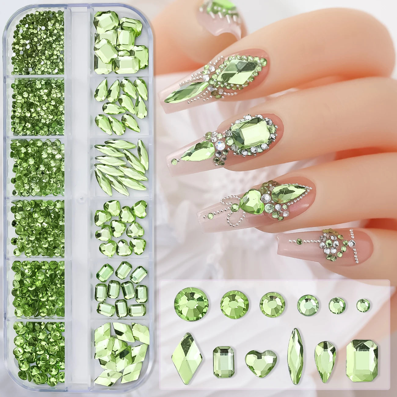 12Grid Mixed Nail Rhinestones Flat-back