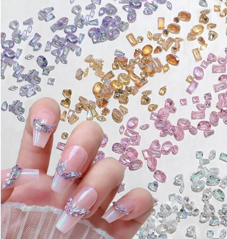 50pcs Dazzling Zircon Nail Art Rhinestone Mini 1-4mm Mixed-shape