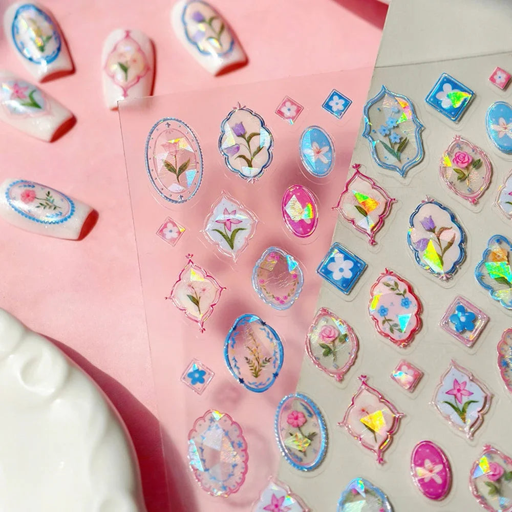 Vintage Clocks 5D Nail Art Stickers Abstract Prints