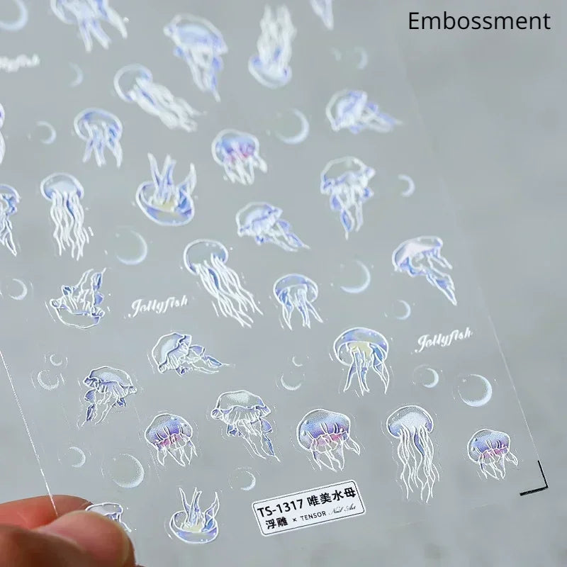 Goldfish Cavort Water 5D Nail Art Stickers Manicure Decal