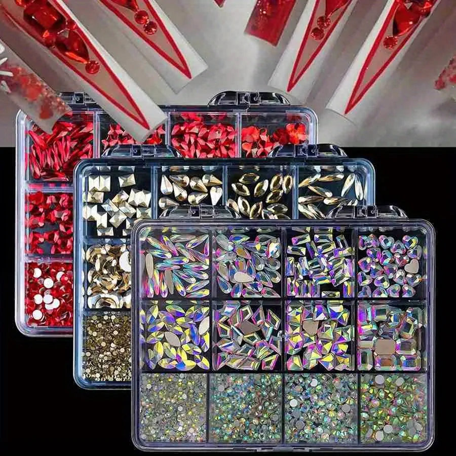 12 Grid/Box 3D Nail Art Alloy Gem Rhinestone