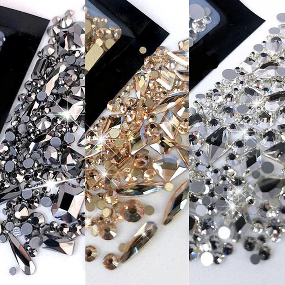 180pcs AB Flatback Multi-shape Mixed Diamond Gems